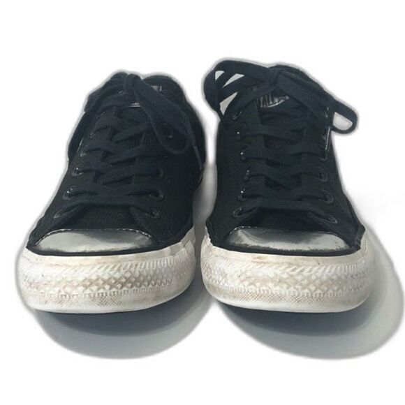 CONVERSE Sneaker Women's Size 8 Black All Star Low Top Brush-Off Leather Toecap - Picture 3 of 10